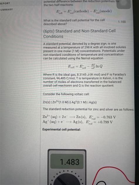 Solved Consider The Following Voltaic Cell Chegg