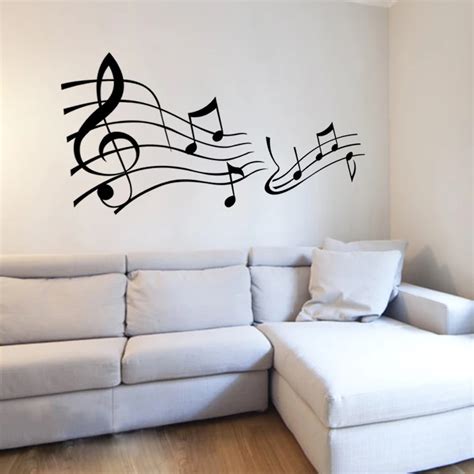 Moda M Sica Notas Musicais Home Decor Adesivos De Parede De Vinil Preto