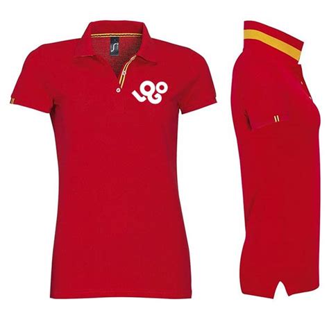 Impression Polo Femme Rouge Personnalis Manches Courtes Et Col