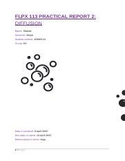 Physiology Fplx Practical Report Diffusion Shanlie Meyer