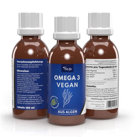 Omega 3 Algenöl Vegan Flüssig Velife Velife