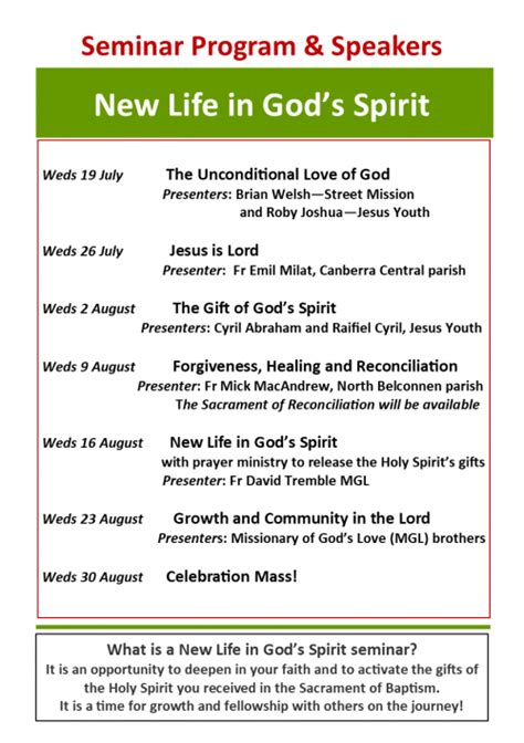 New Life In Gods Spirit Seminar The Gifts Of The Holy Spirit Rd