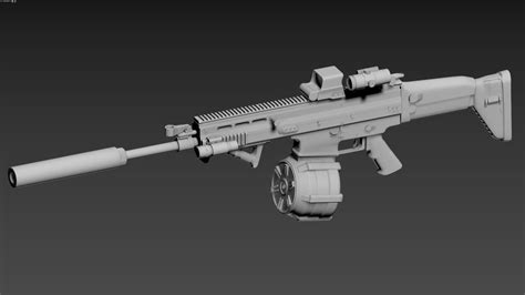 3D Model FN SCAR H LMG With Attachments Highly Detailed PBR