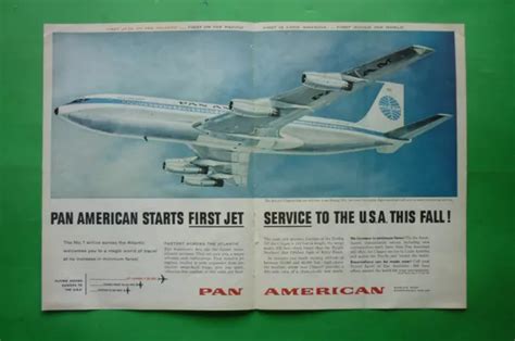 Pan Am Airlines Am Ricain Rare Publicit Vintage Jet Clipper Color