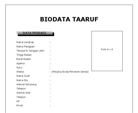 9 Contoh Cv Taaruf Akhwat Simple Terupdate Galeri Jobseeker