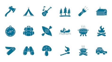 Premium Vector Camping Flat Icon Collections Set Of Camping Doodle Icon