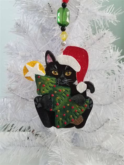 Black Cat Ornament Cat Ornament Personalize Cat Decor Etsy Cat Ornament Cat Decor Ornaments