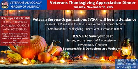 6th Annual Veterans Appreciation Thanksgiving Dinner Patriotic Hall