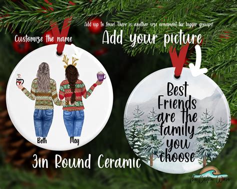 Besties Christmas Round Ceramic Ornament T For Her T Etsy