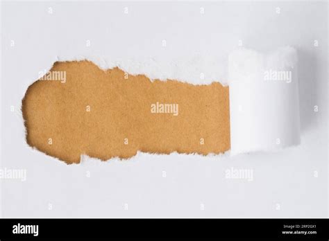 Ripped Paper Revealing Cardboard Stock Photo Alamy