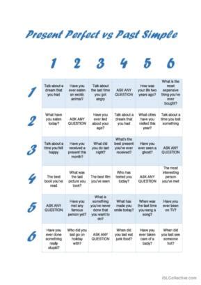 Present Perfect Or Past Simple Tense Board Game Speaking