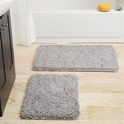 Hastings Home Hastings Home Bathroom Mats 32 In X 21 In Gray Polyester