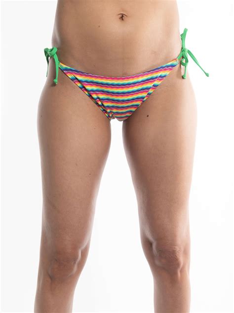 Popina String Bikini Bottom Wavy Rainbow