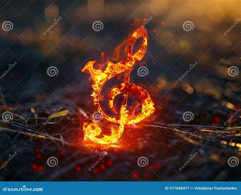 A Fire Treble Clef In The Middle Of A Field Stock Image Image Of Treble Flame 317646977