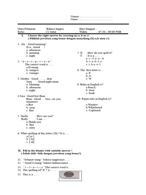 bahasa inggris kelas  sem