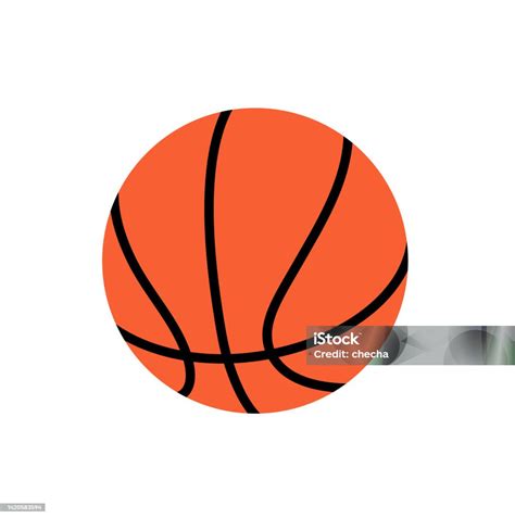 Bola Basket Ikon Bola Basket Gambar Datar Dengan Latar Belakang Putih