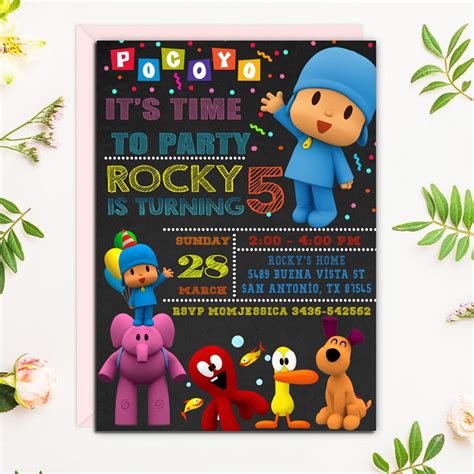 Pocoyo Invitation Pocoyo Invites Pocoyo Birthday Pocoyo Etsy