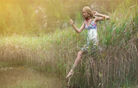 Wallpaper Summer Grass Girl Portrait Girls Portrait Evgenysavin