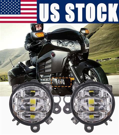 Pair Motorcycle Led Fog Lights Driving Light Kit For Honda Gl1800 Goldwing Dot Ebay