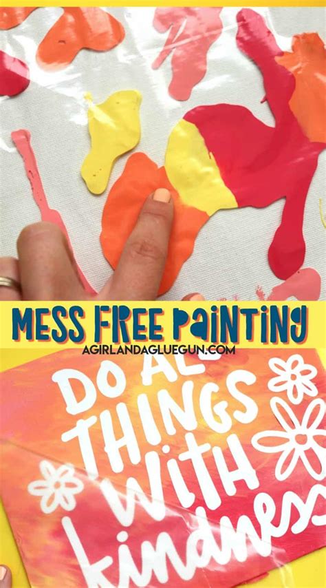 Mess free paint project for kids - A girl and a glue gun