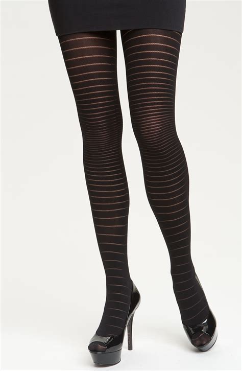 Dkny Horizontal Stripe Tights In Black Lyst