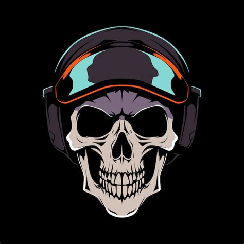 Premium Vector Vintage Hand Drawing Skulls Wearing Motorcycle Helmet