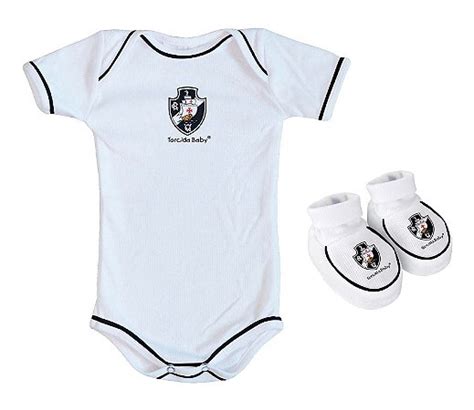 Kit Beb Vasco Body E Pantufa Branco Oficial Cia Beb