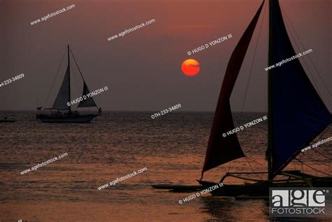 Yachts At Boracay Beach The Philippines Stock Photo Picture And