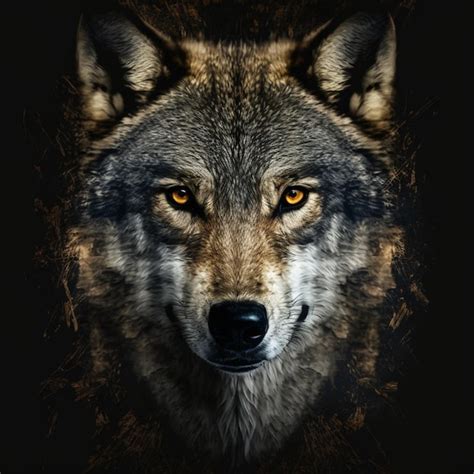 Premium AI Image | A wolf with yellow eyes on a dark background