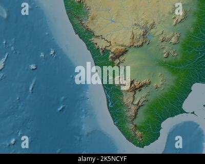 Kerala Estado De La India Mapa De Altura Coloreado En Tonos Sepia Con