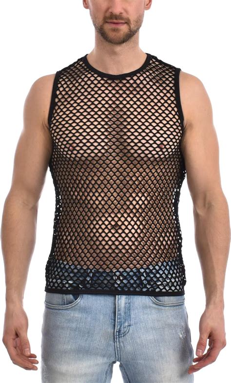 Gary Majdell Sport Men S See Through Spandex Fish Net Fitted Muscle Top