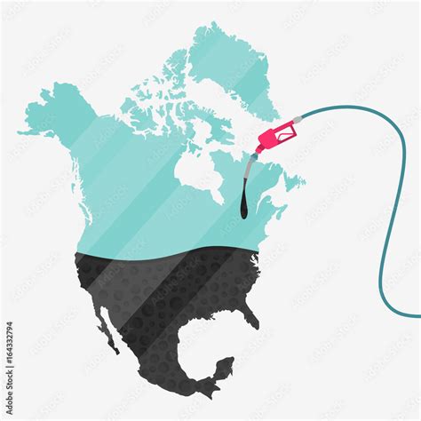 Map Of North America Being Fueled By Oil Gas Pump Fueled Map On The