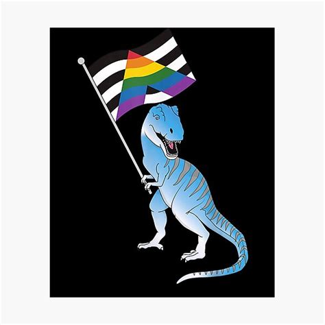 Lámina fotográfica Bandera de aliado recto Dinosaurio Trex Orgullo gay