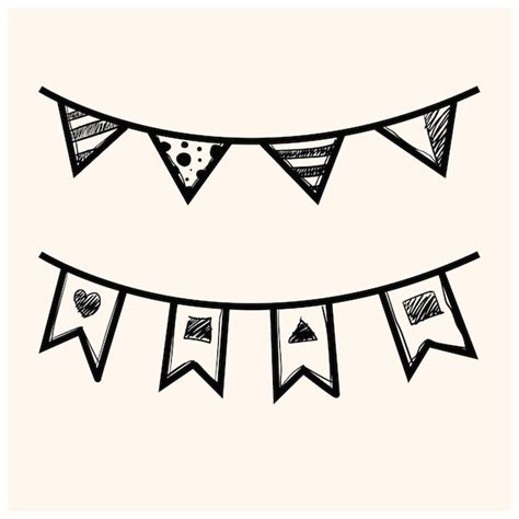 Premium Vector Doodle Party Bunting Flags Set For Decoration