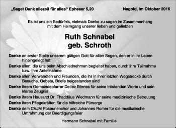 Traueranzeigen von Ruth Schnabel Schwarzwälder Bote Trauer