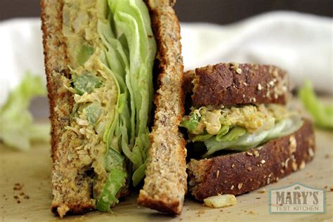 Vegan Jackfruit Chicken Salad Sandwich Triangles Marys Test Kitchen