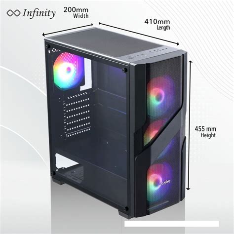 Case INFINITY NEBULA V5 BLACK Tempered Glass ATX Gaming Casing Toko