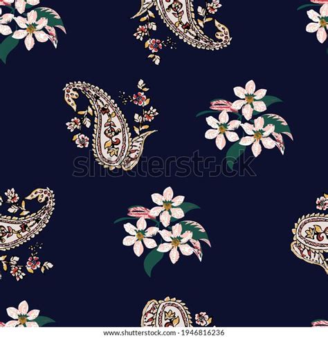 Seamless Vector Paisley Flower Design Pattern Stock Vector Royalty