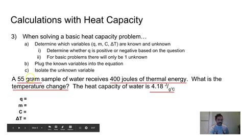 Heat Flow Heat Capacity Q Mc Delta T Youtube