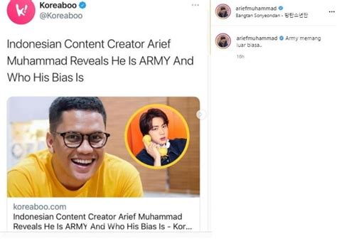 Arief Muhammad Masuk Media Korea Gara Gara Jin BTS Banjir Komentar Kocak