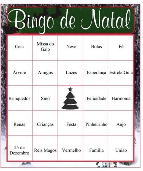 Cartelas Bingo Natal Arte L Pis Personalizada Pdf R Em