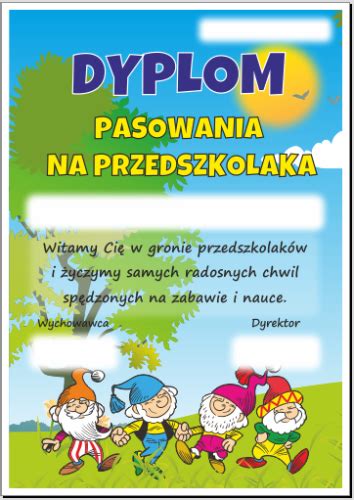 Dyplom Pasowania Na Przedszkolaka Krasnale Szkolnenaklejki Pl