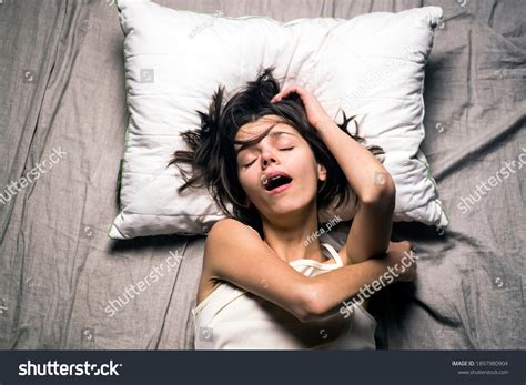 Young Cute Girl Just Woke Yawning Stock Photo 1897980904 Shutterstock