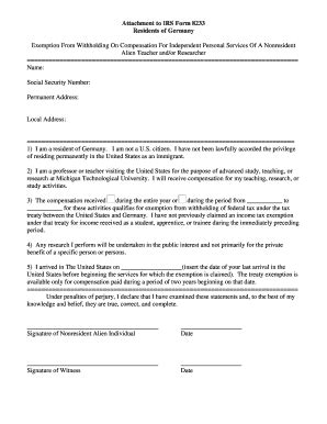 Fillable Online Admin Mtu Attachment To Irs Form Residents Of