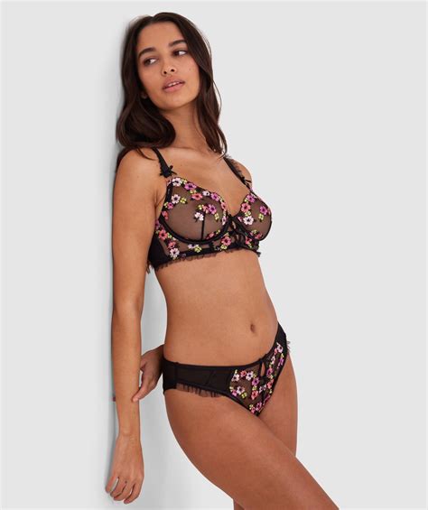 Bras N Things Enchanted Wilde Flower Brazilian Knicker Black