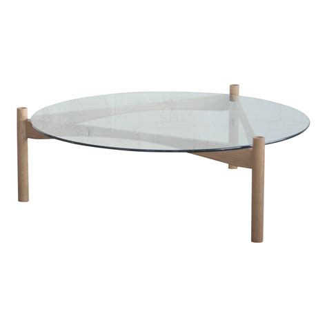 Oak Glass Top Coffee Table By The Good Mod Chairish