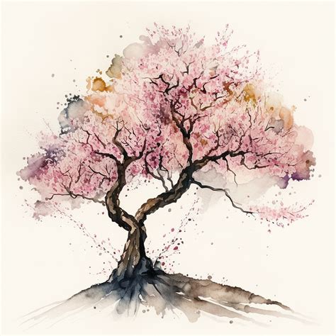 Watercolor Cherry Blossom Tree by AI Customs on Dribbble