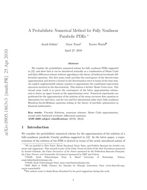 Pdf A Probabilistic Numerical Method For Fully Nonlinear Parabolic Pdes