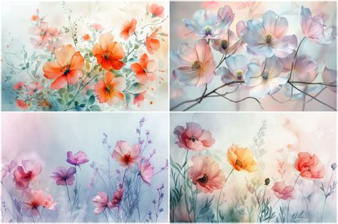 Soft Pastel Watercolor Flowers Graphic by Background Graphics ...