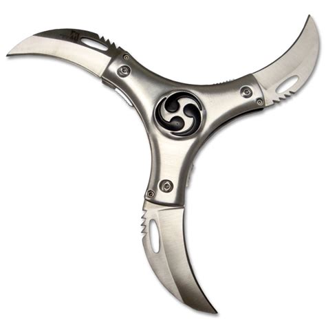 Ninja Cyclone Glaive - Three Blade Throwing Star Weapon - Triple Blade Folding Knife